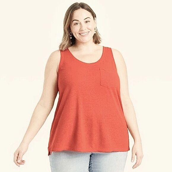 NWT Ava & Viv Plus Drapey Pocket Tank Top - Picture 1 of 6